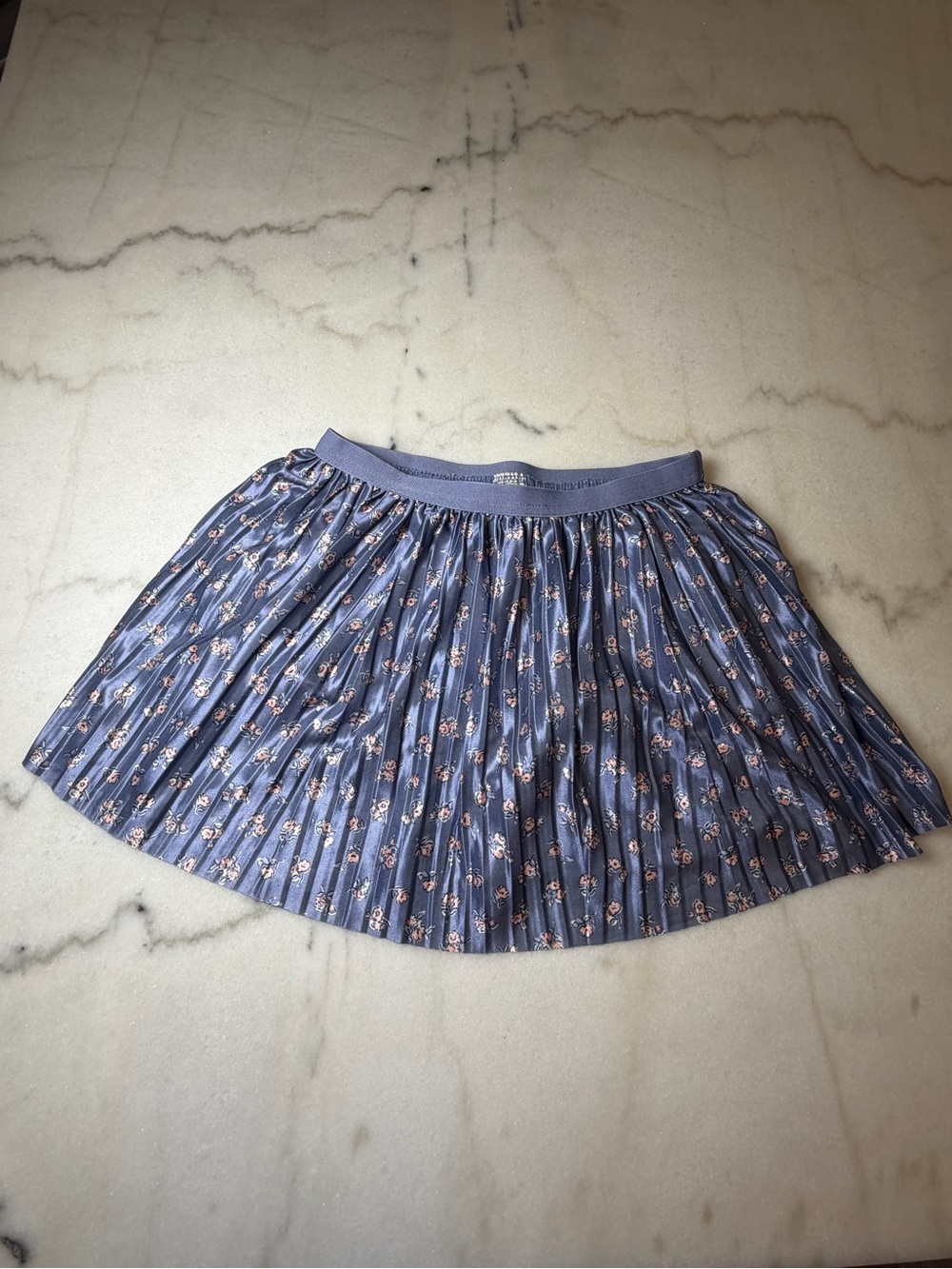 OshKosh B'gosh Navy Blue Pleated Floral Skirt